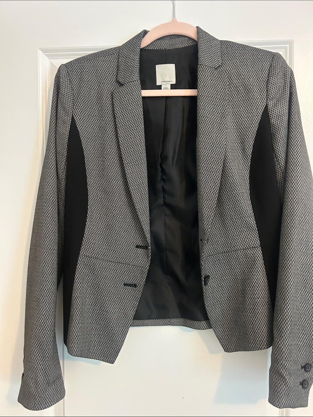 Halogen Gray Textured Blazer with Black Panels
